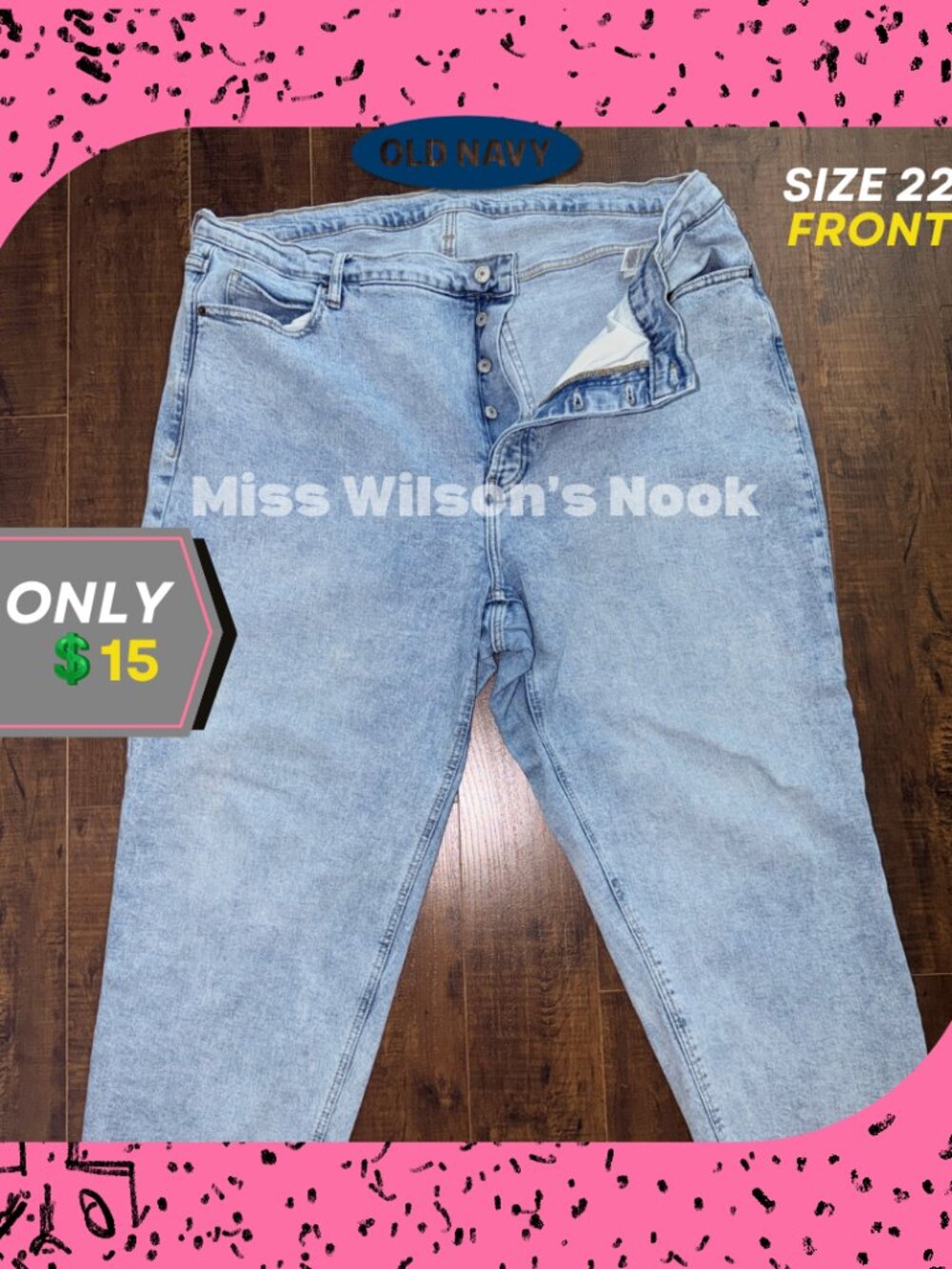 Old Navy Sky-Hi Straight Jeans Size 22 Light Wash Button Fly Plus Size